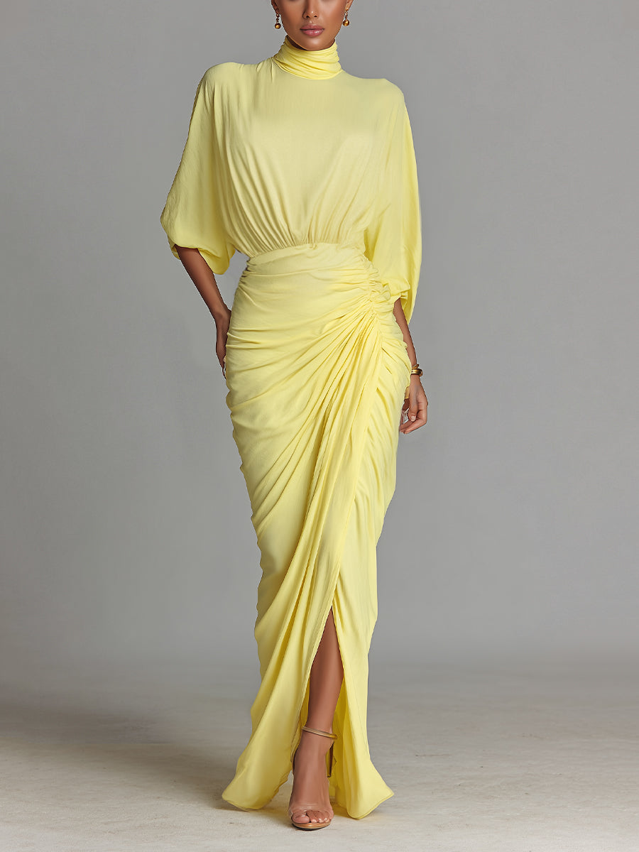 Lumbre | Vestido Maxi Cómodo en Mezcla Amarillo Vivo